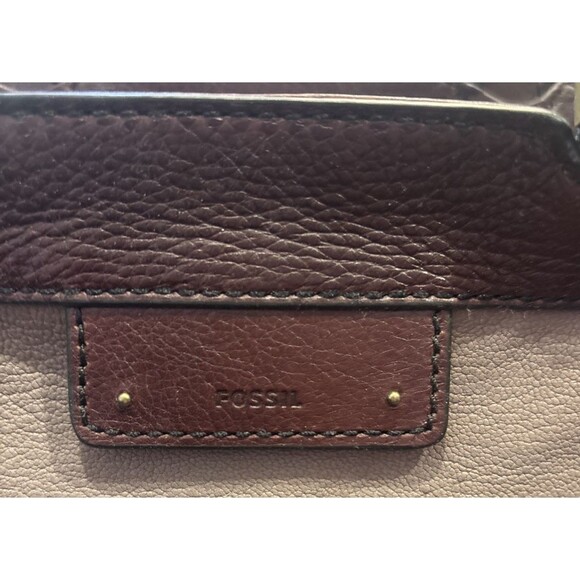 FOSSIL Logan Leather GREY /Brown Bi-Color Satchel Small Crossbody w Strap - Picture 3 of 9